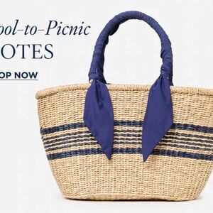 Stylish Blue and Natural Tote Bag